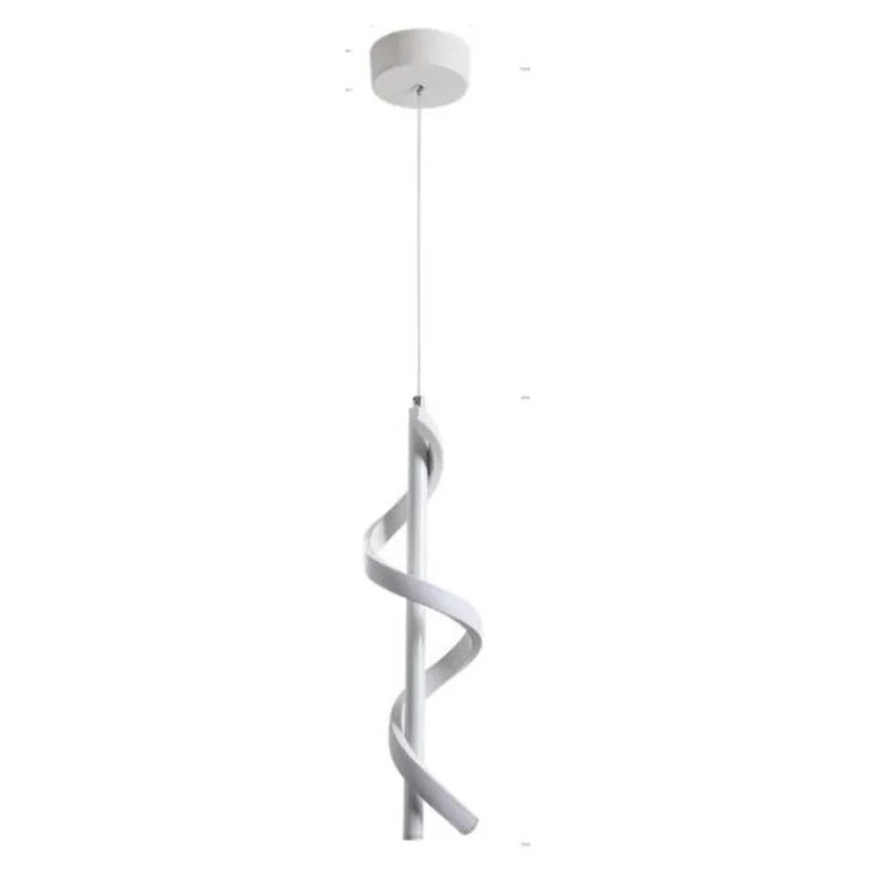 Lustre Pendente em Espiral Branco com Iluminação LED