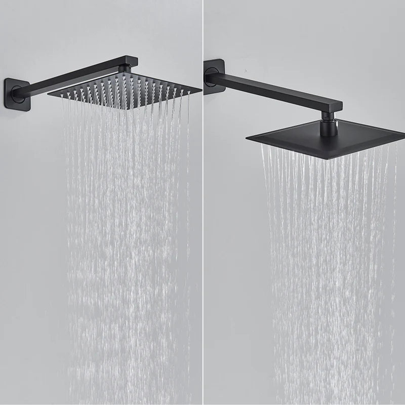 Chuveiro Quadrado em Inox para Sistema a Gás com Misturador – Black River