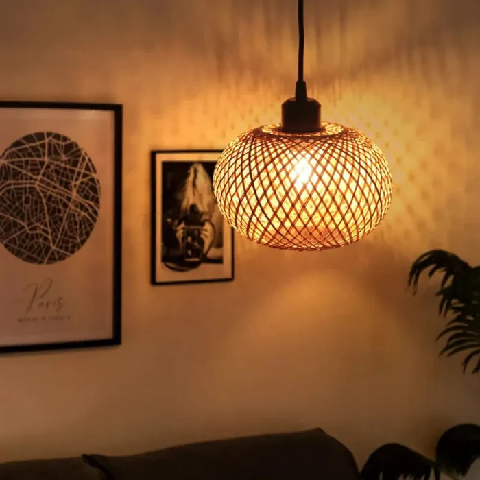 Lustre de Bambu Rattan para Sala de Estar