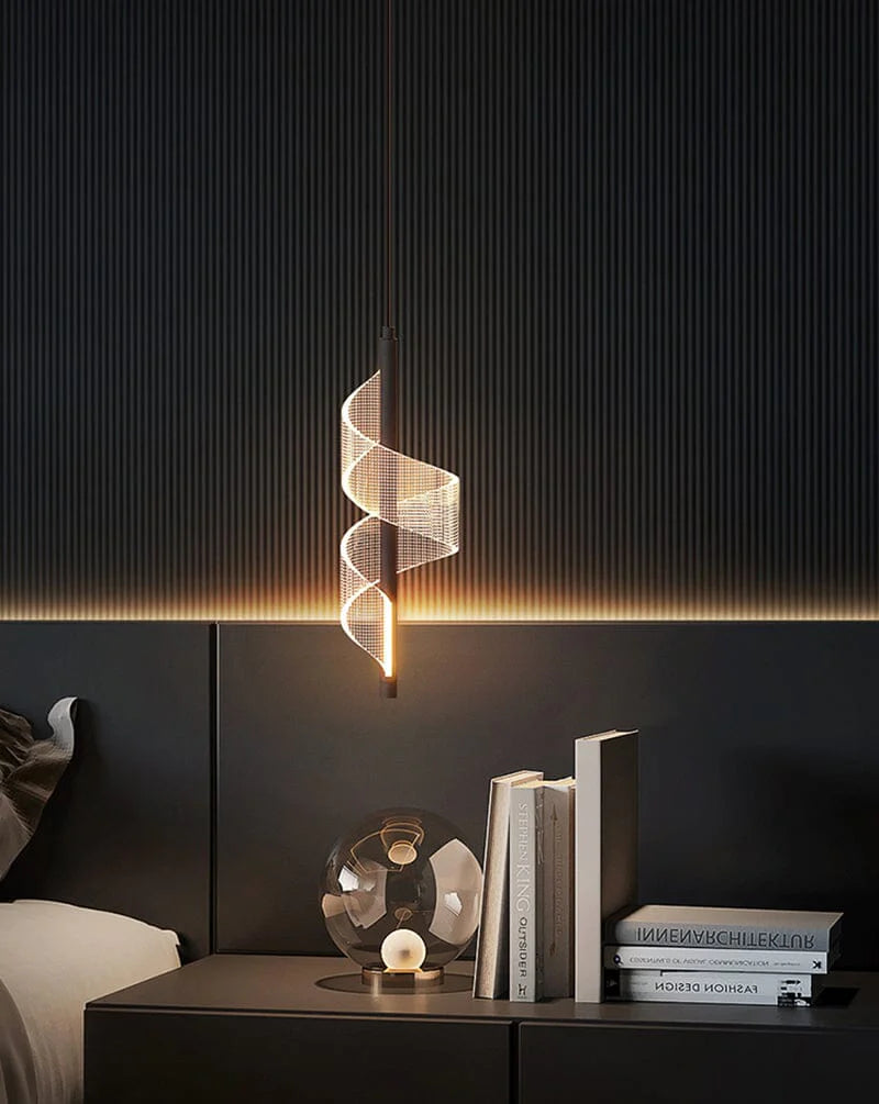 Lustre Suspenso Espiral de Luxo em Acrílico