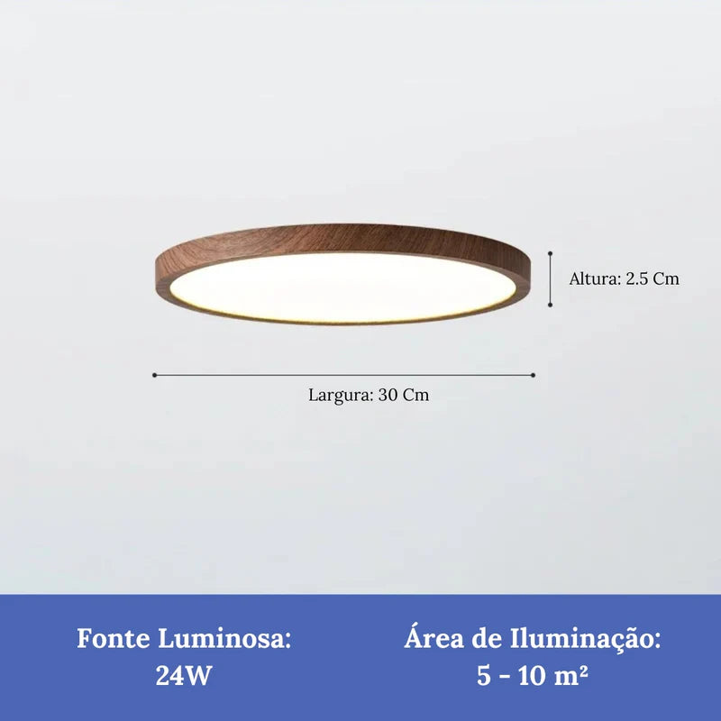 Plafon de LED Redondo de Sobrepor Wooden